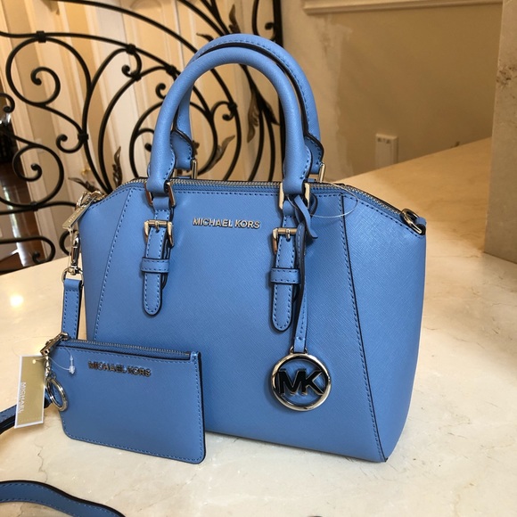 NWT Michael Kors md Ciara handbag&wristlet Blue - Picture 2 of 8